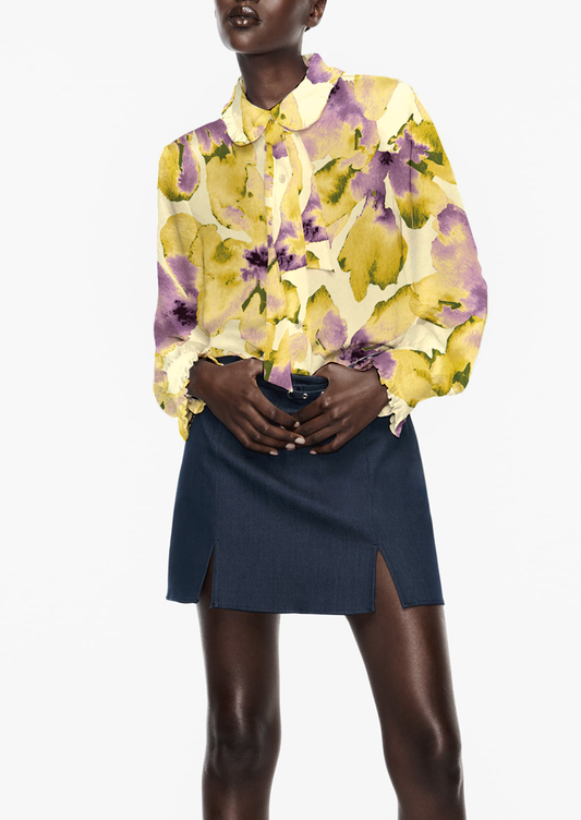 0869B- Soft Yellow and Lilac Watercolor Floral