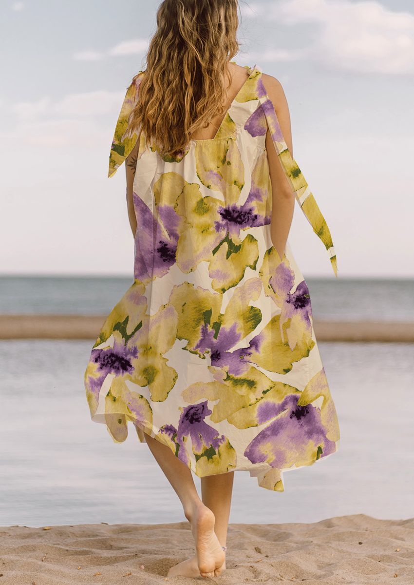 0869B- Soft Yellow and Lilac Watercolor Floral