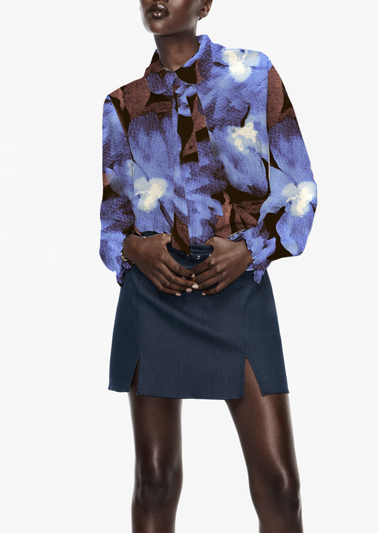 0870A- Moody Blue and Brown Floral