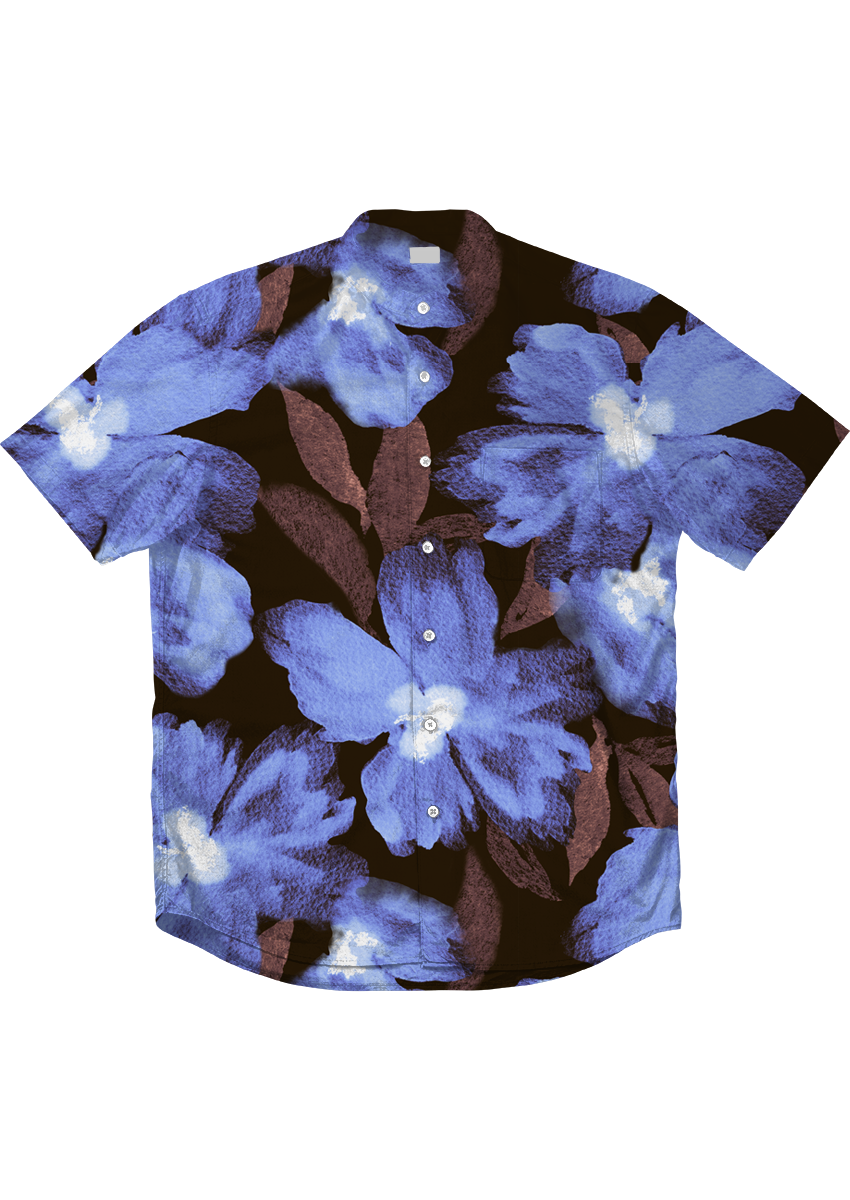 0870A- Moody Blue and Brown Floral