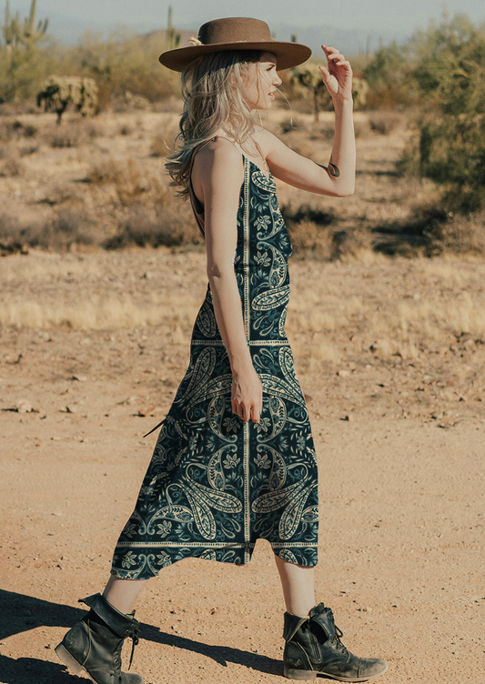 0872A- Deep Teal Bandana Style Paisley