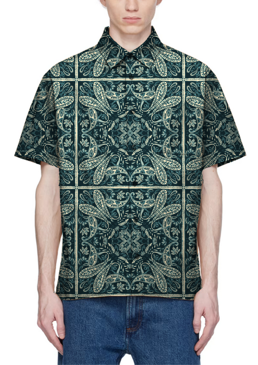 0872A- Deep Teal Bandana Style Paisley