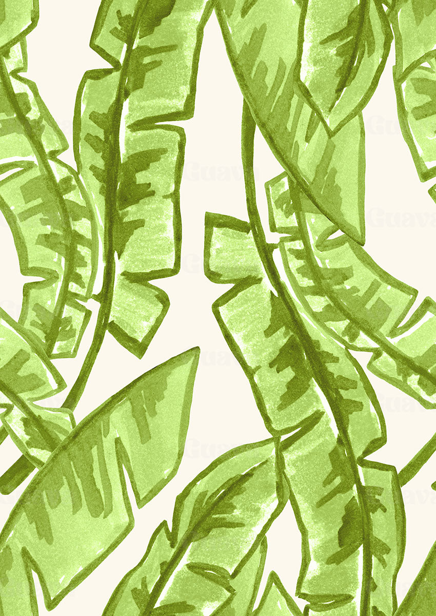 0873A- Green and Offwhite Banana Leaves