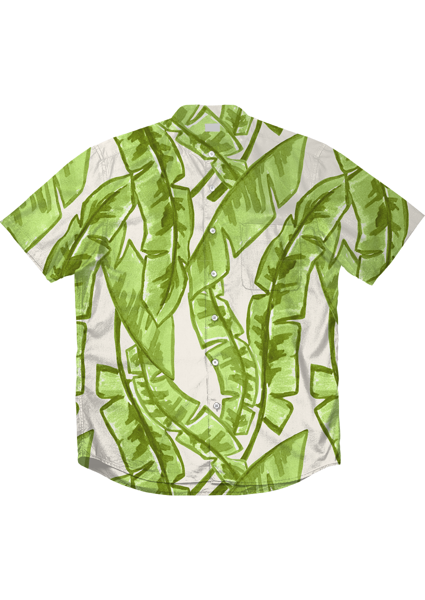 0873A- Green and Offwhite Banana Leaves