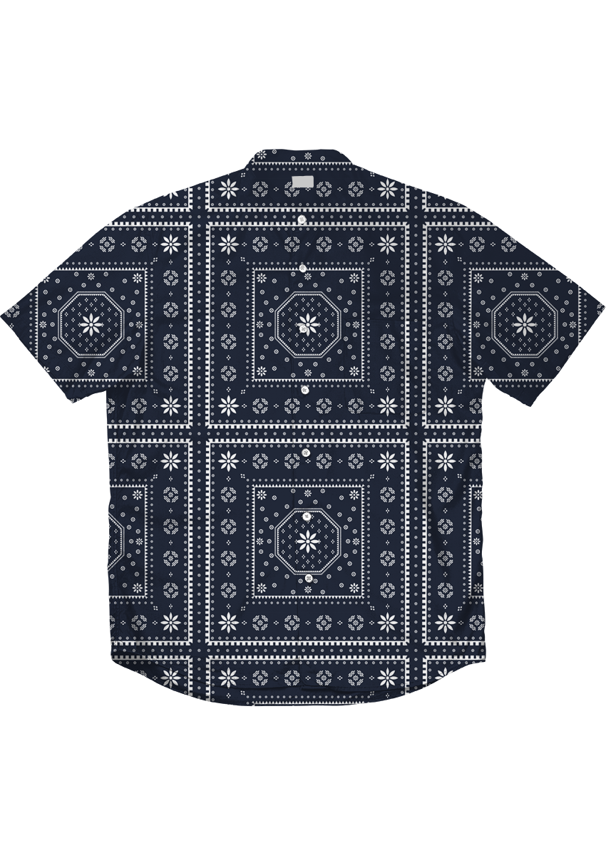 0873C- Navy and White Bandana Print