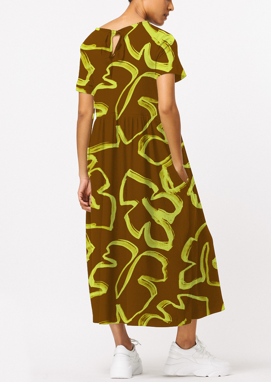 0875A- Brown and Lime Green Monsteras