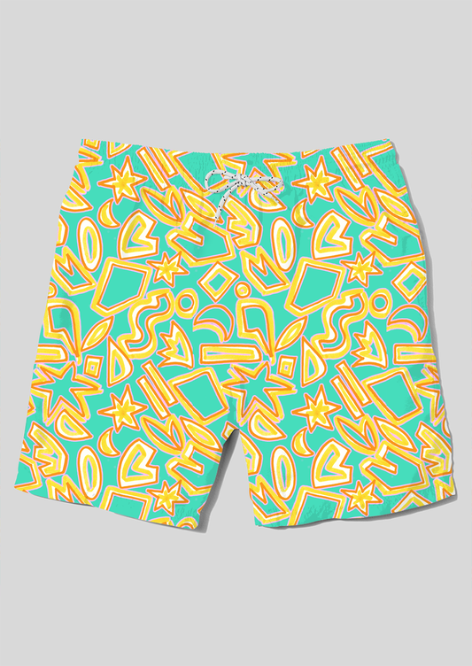 0876B- Blue and Yellow Summer Geo