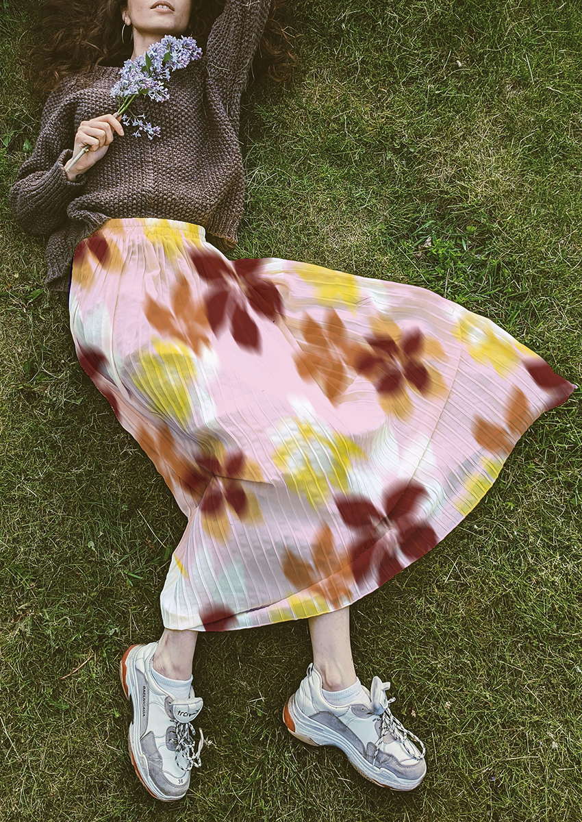 0876E- Blurred Pink, Brown and Mustard Floral