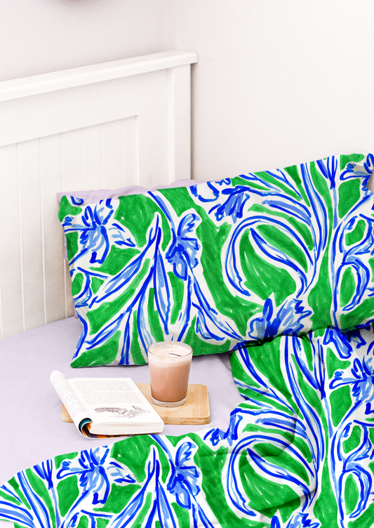 0877A- Blue and Green Abstract Floral