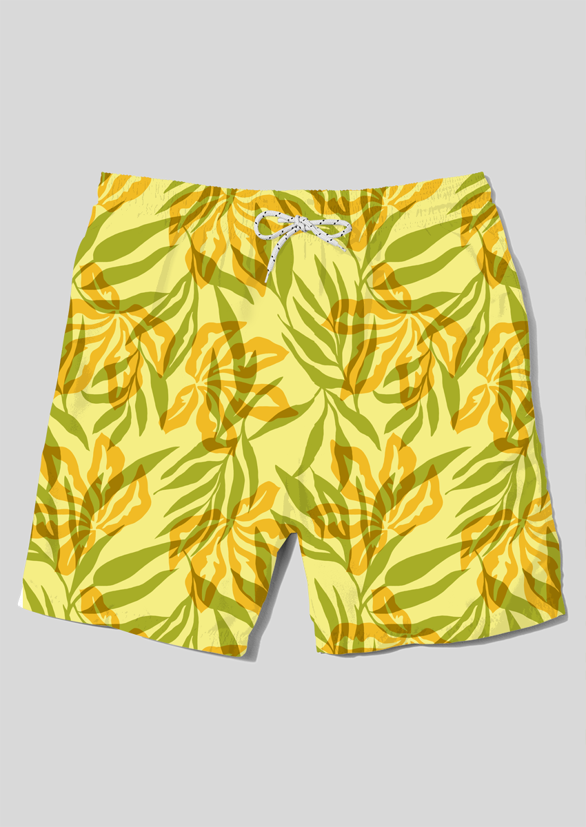 0877C- Yellow and Green Scattered Palm Leaves
