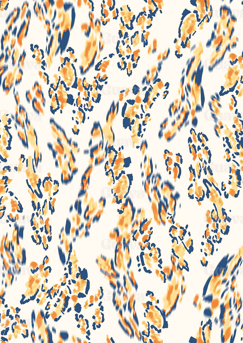 0878C- Off white, Blue and Yellow Swirl Cheetah