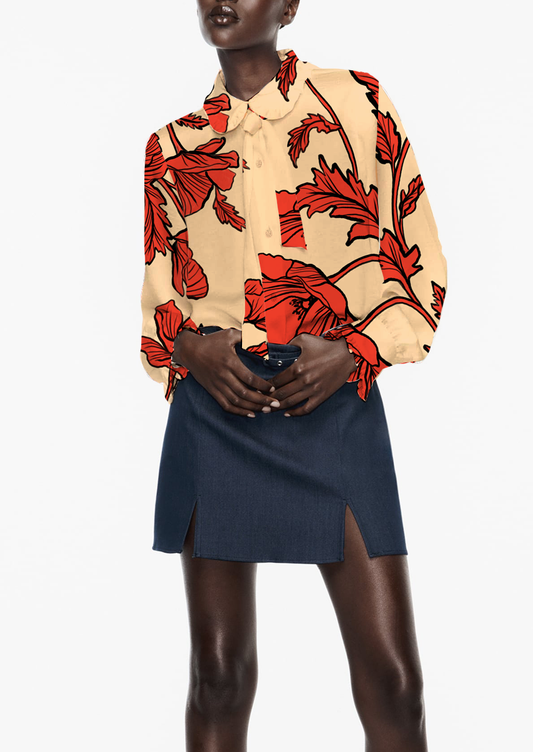 0878D- Large scale Lipstick Red and tan Poppies