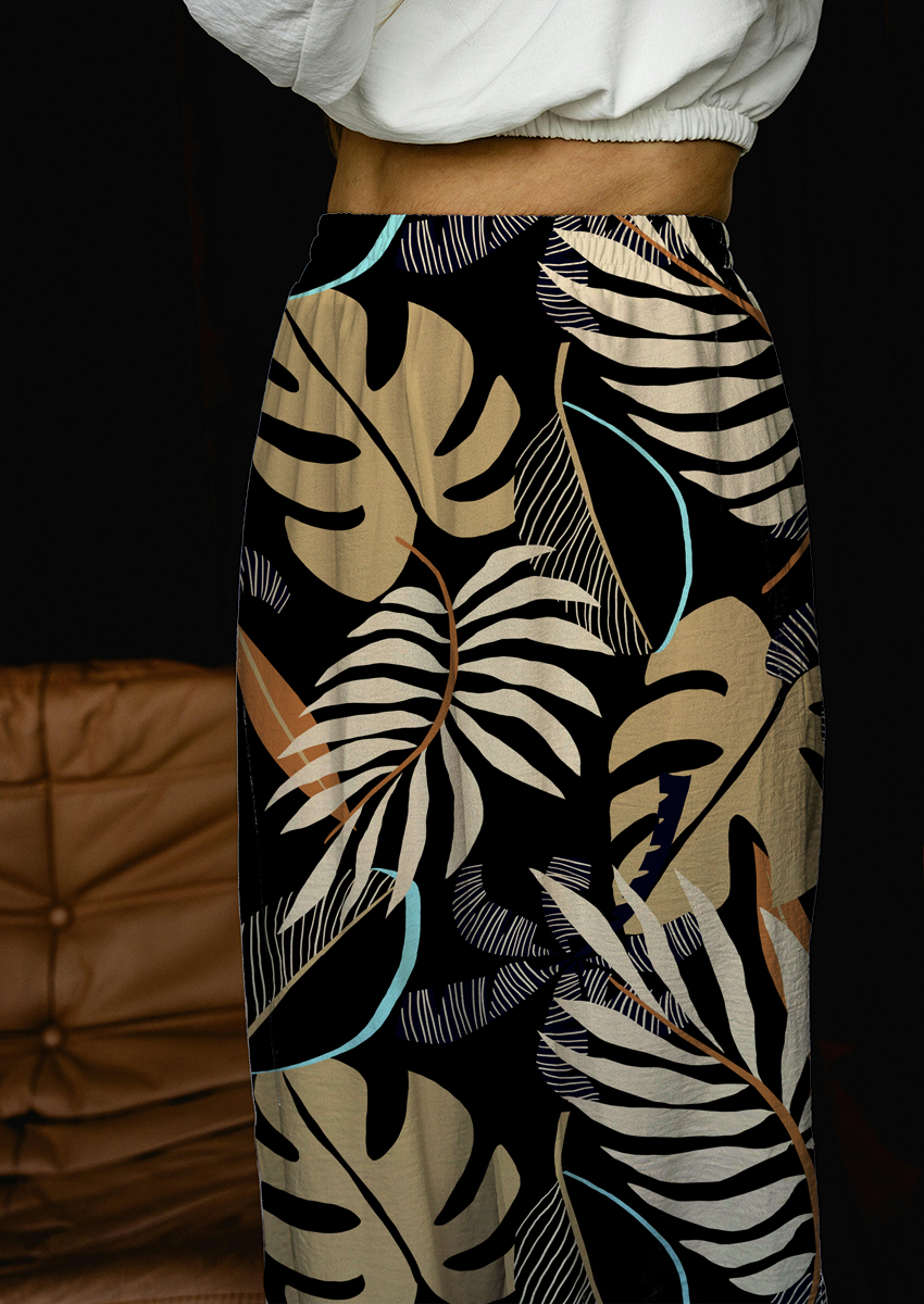 0879D- Black and Browns Tropical Foliage