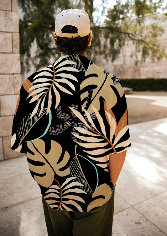 0879D- Black and Browns Tropical Foliage