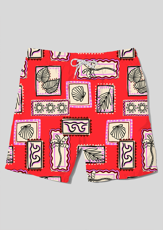 0881B- Red Tropical Leaves Patches