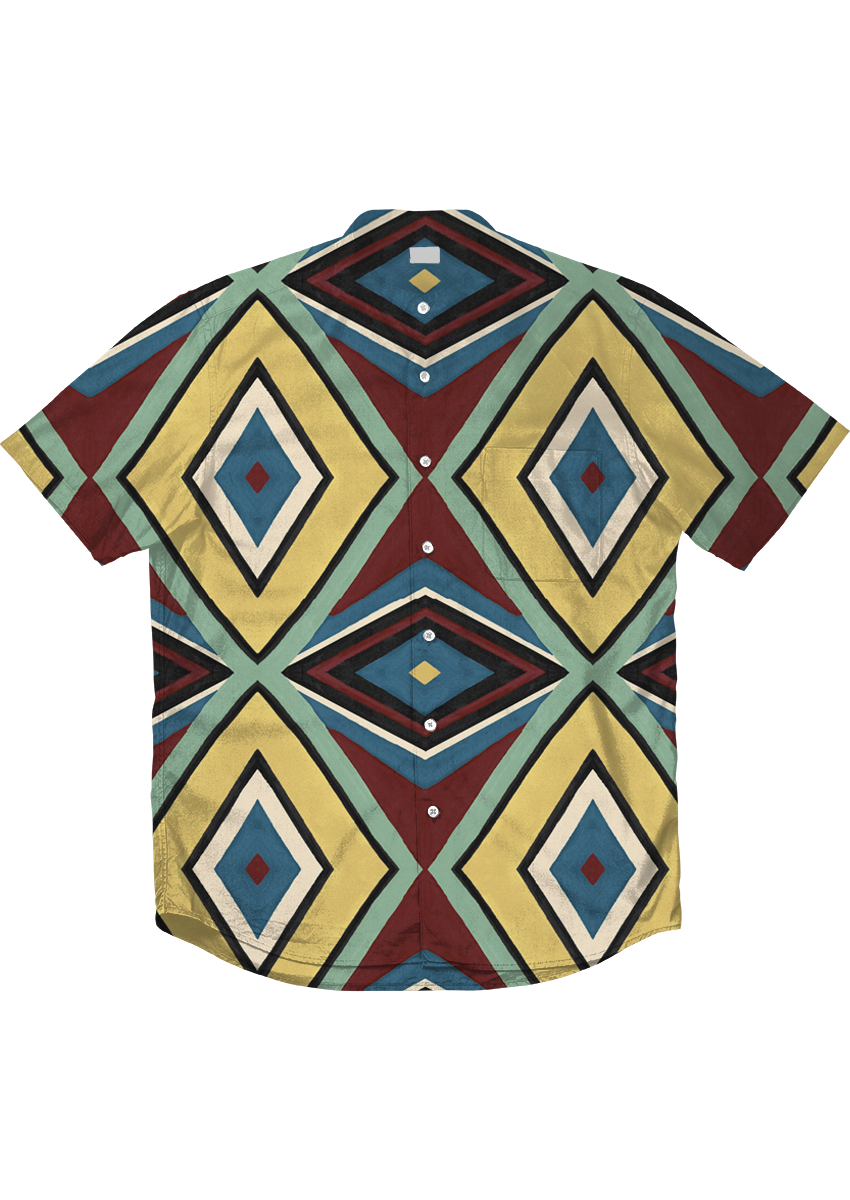 0881D- Burgundy and Yellow Retro Geo