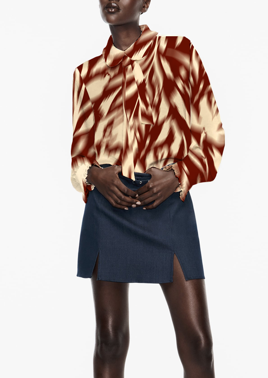 0882C- Deep Red and Off white Floral