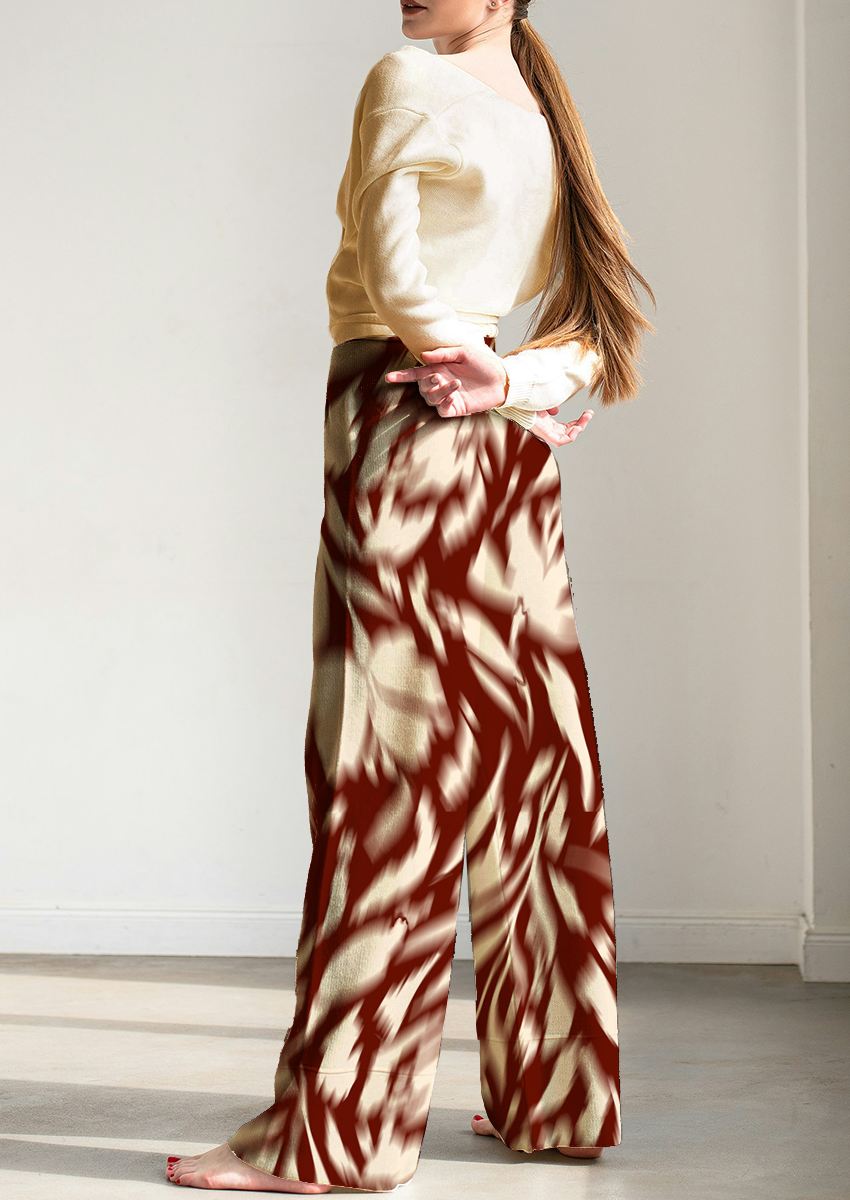 0882C- Deep Red and Off white Floral
