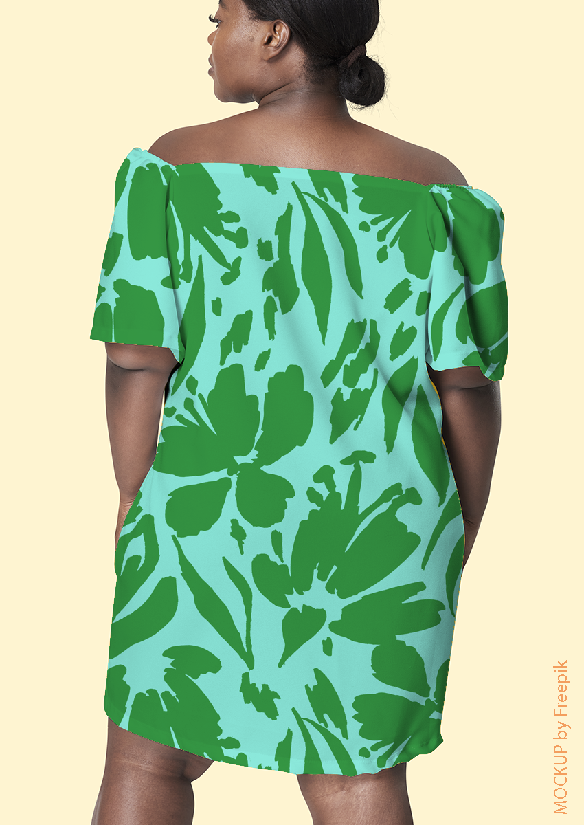 0882D- Large Green and Blue Tropical Floral