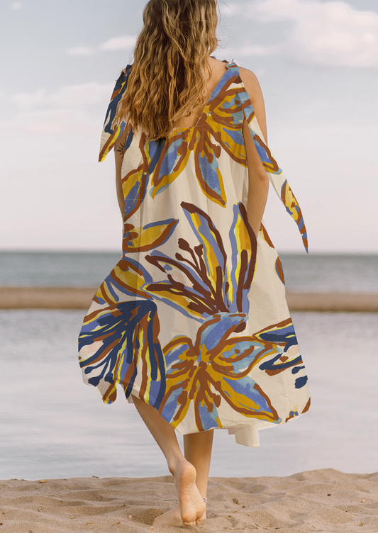 0883D- Brown and Blue Lily Floral