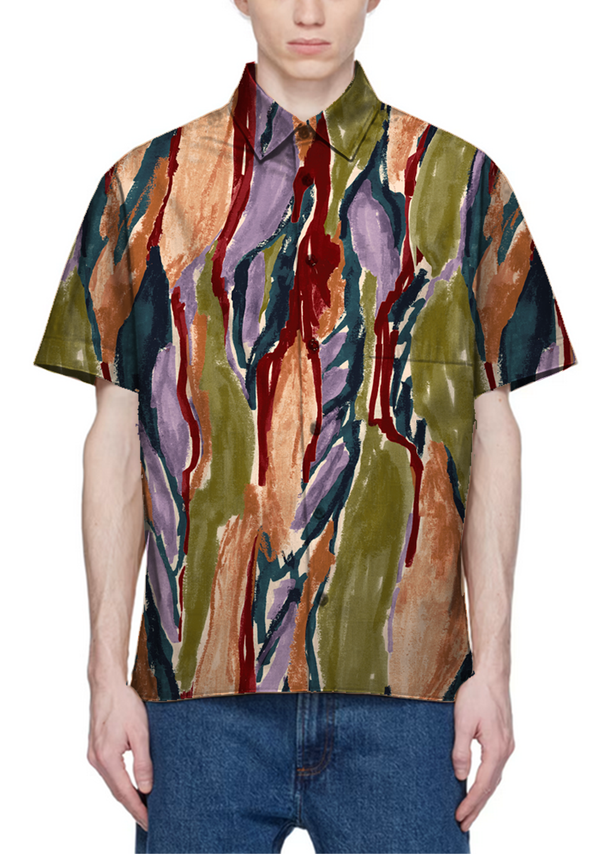 0883E- Y2K Multicolored Abstract Camouflage