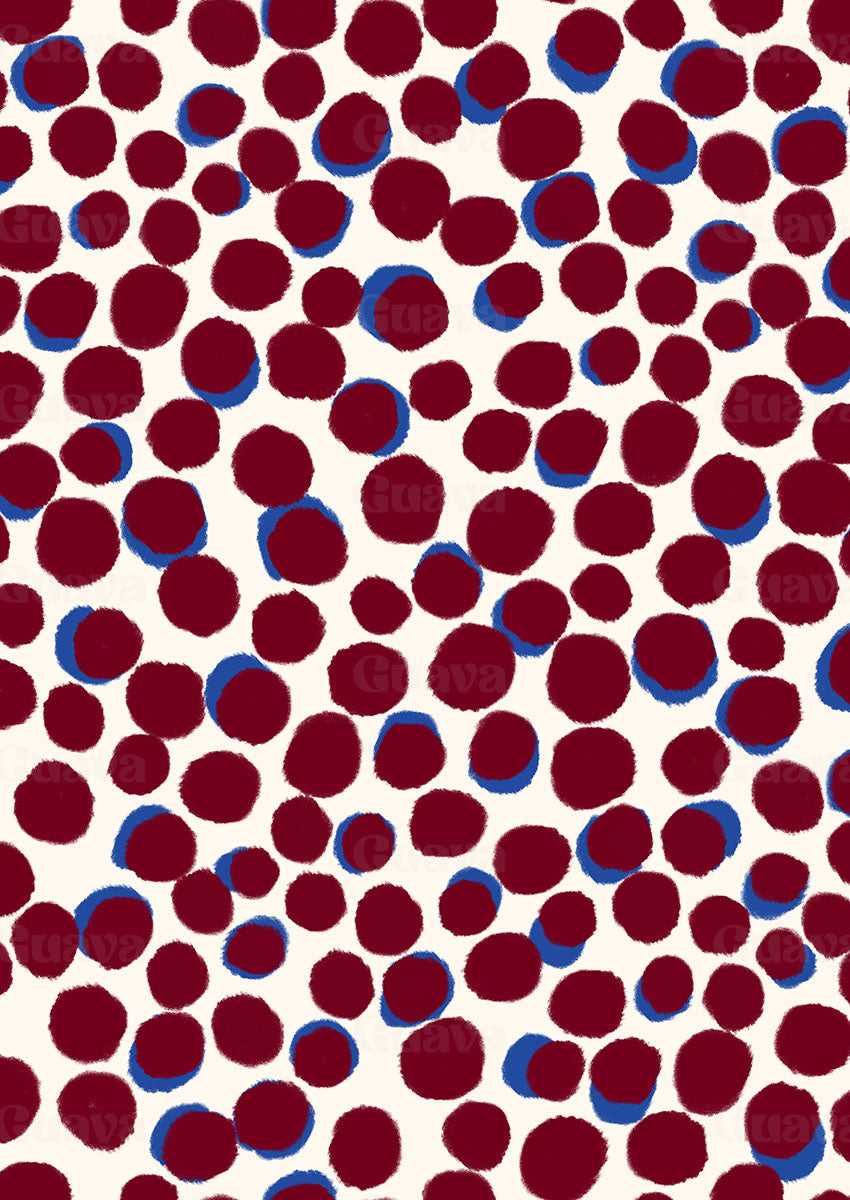 0884D- Burgundy Cobalt & White Dots