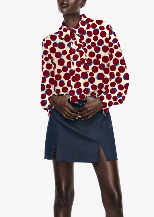 0884D- Burgundy Cobalt & White Dots