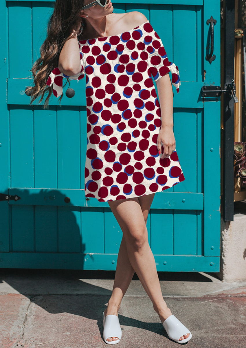 0884D- Burgundy Cobalt & White Dots