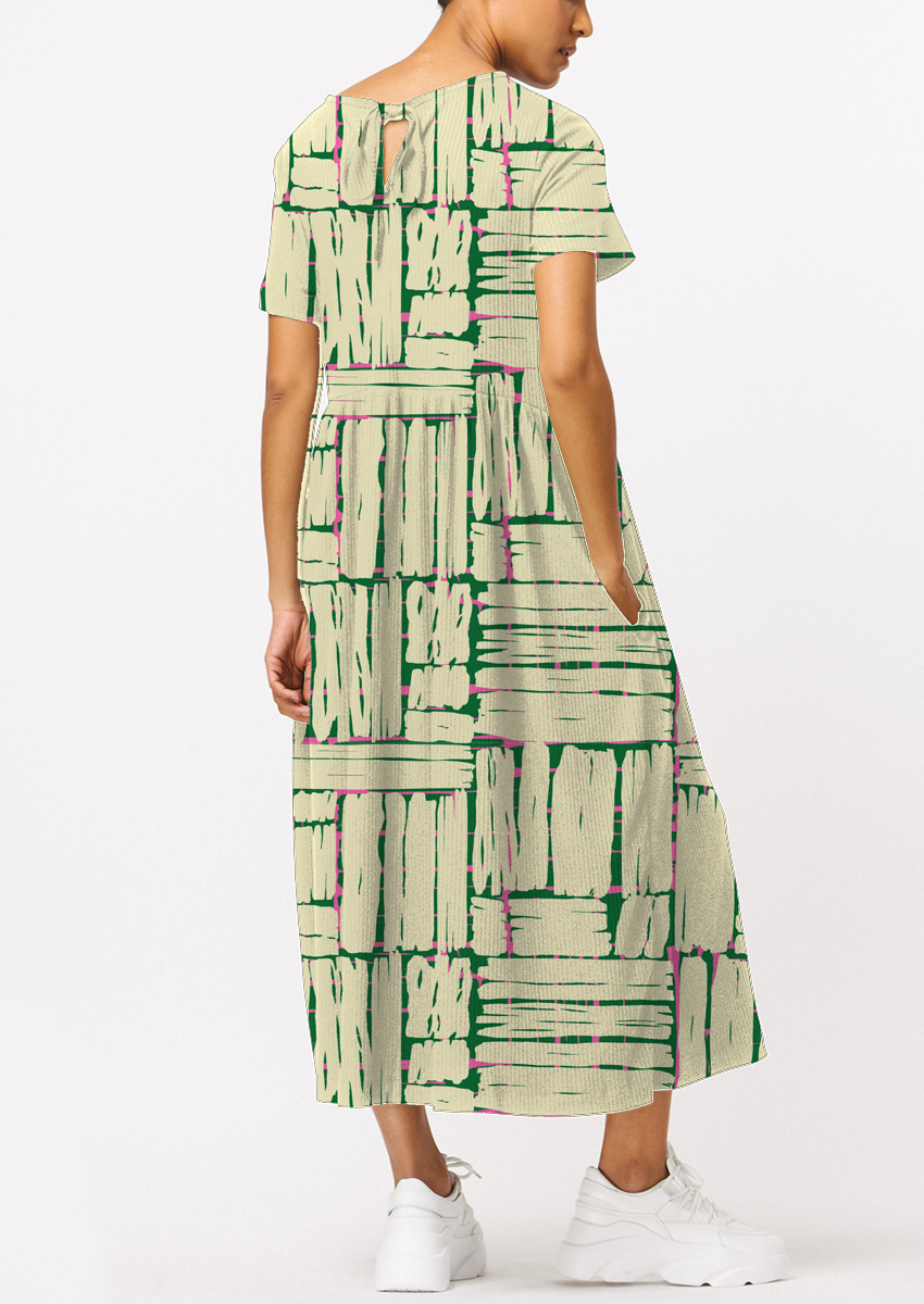 0885B- Green, Pink and Off-White Patchwork