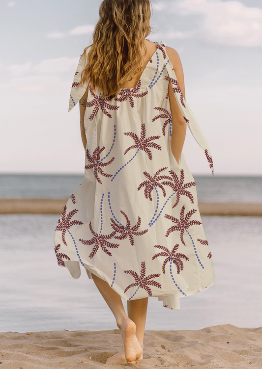 0885C- Off White Palm Trees