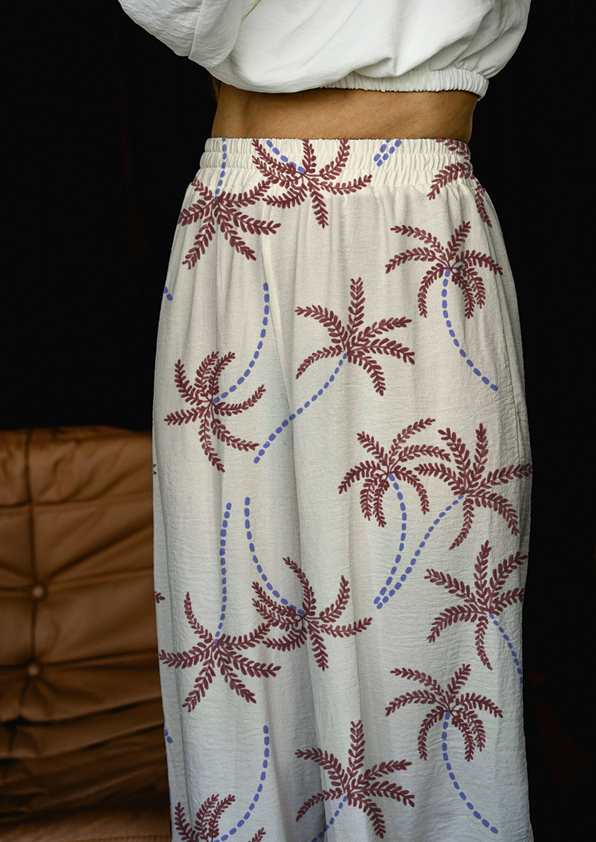 0885C- Off White Palm Trees