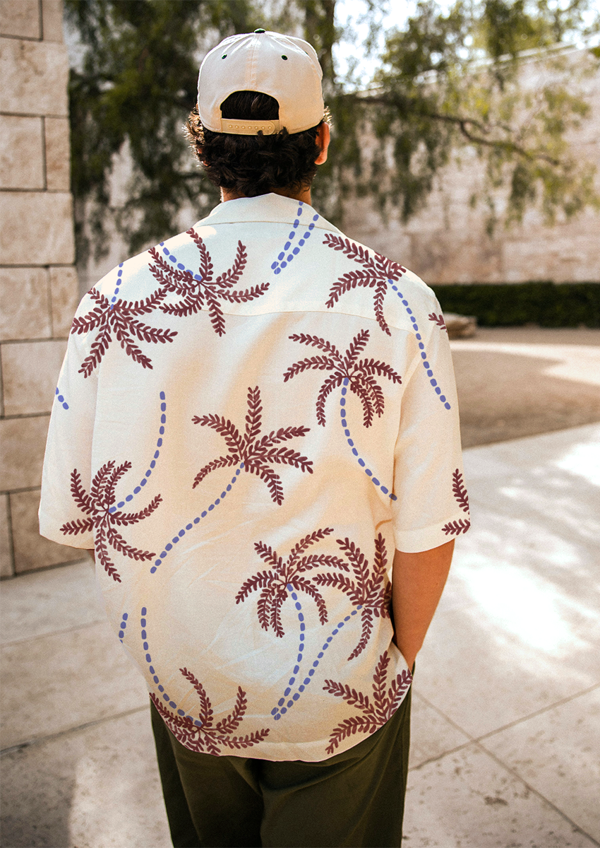 0885C- Off White Palm Trees