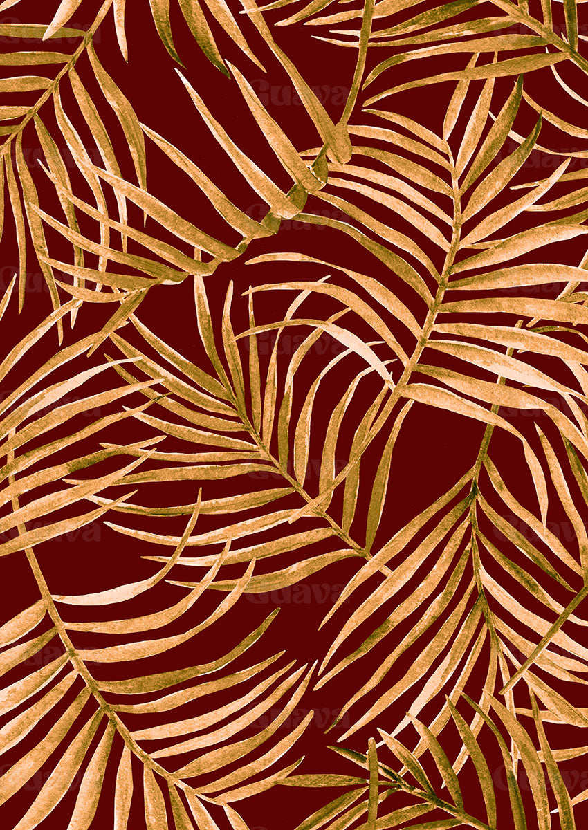 0886D- Tan and Red Palm Leaves