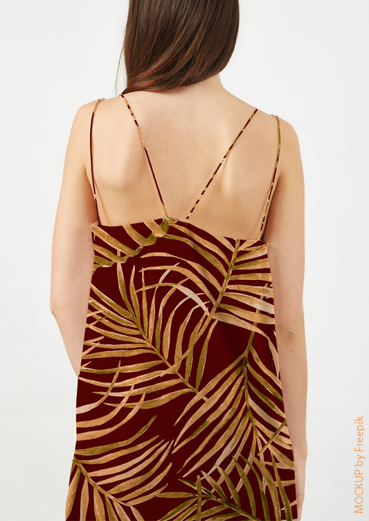 0886D- Tan and Red Palm Leaves