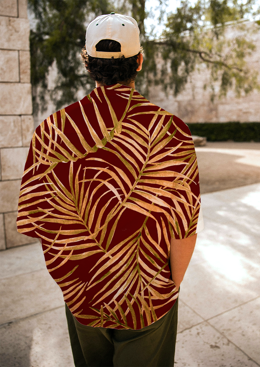 0886D- Tan and Red Palm Leaves