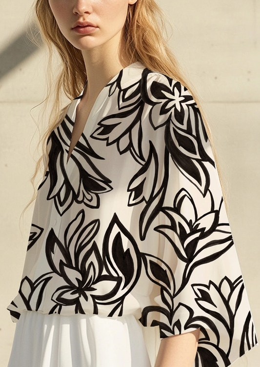 0888A- Black and White abstract floral