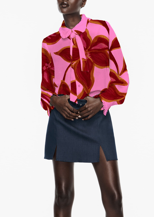 0888B- Hand Painted Pink and red Lilies