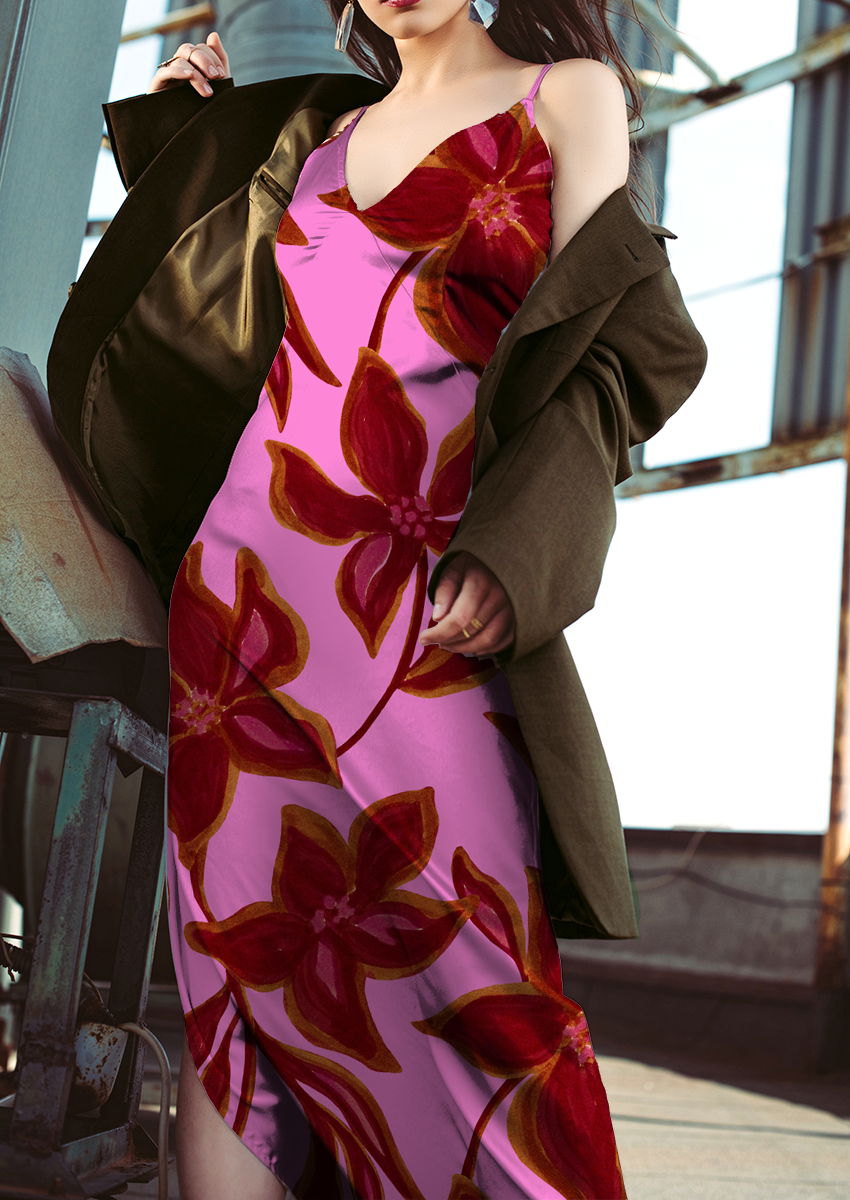 0888B- Hand Painted Pink and red Lilies