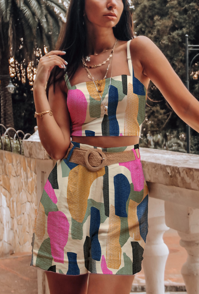 0890A - Multicolored Textured Geo Cutout