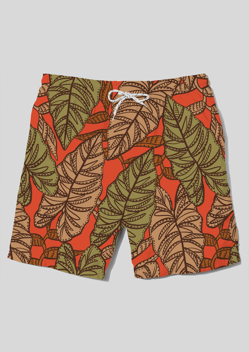 0893B- Large Orange Red Tropical Foliage