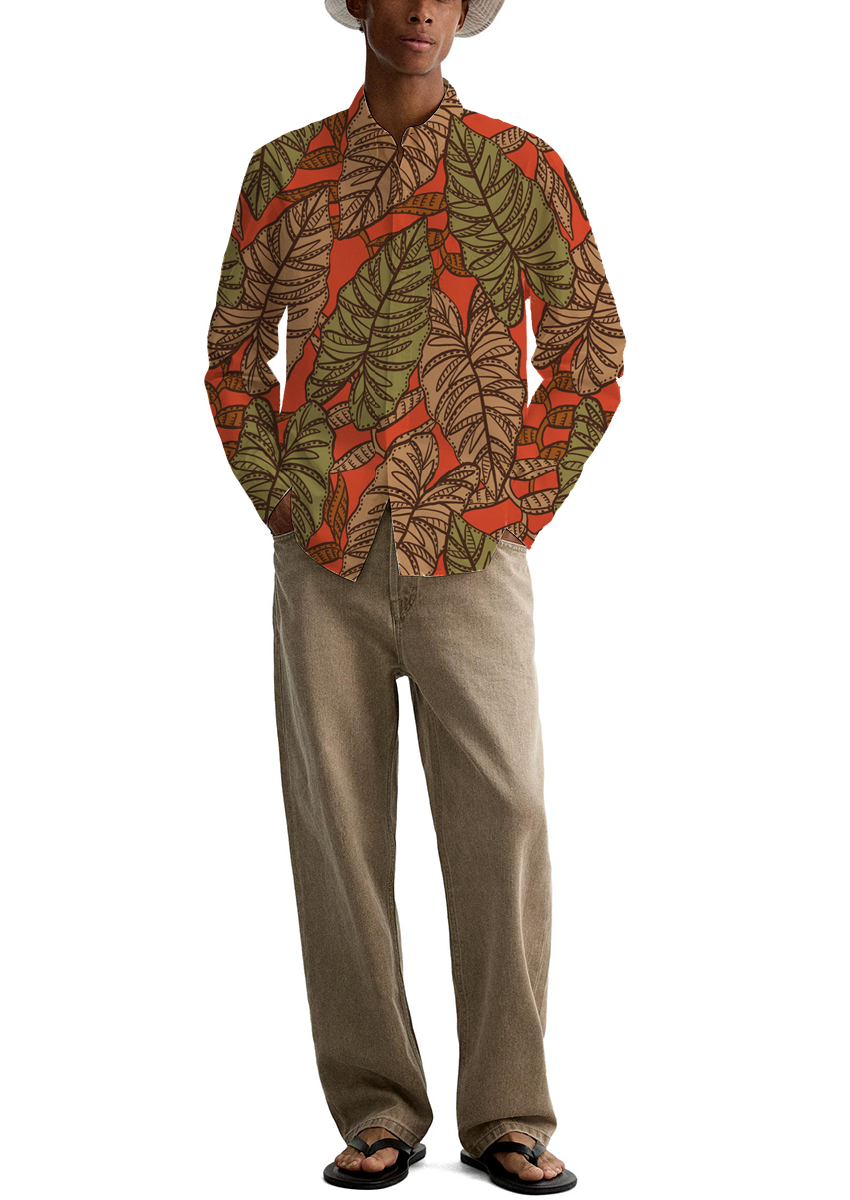 0893B- Large Orange Red Tropical Foliage