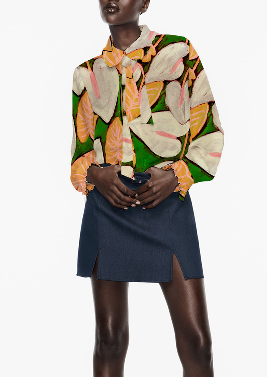 0893D- Soft Hand Painted Anthurium & Leaves