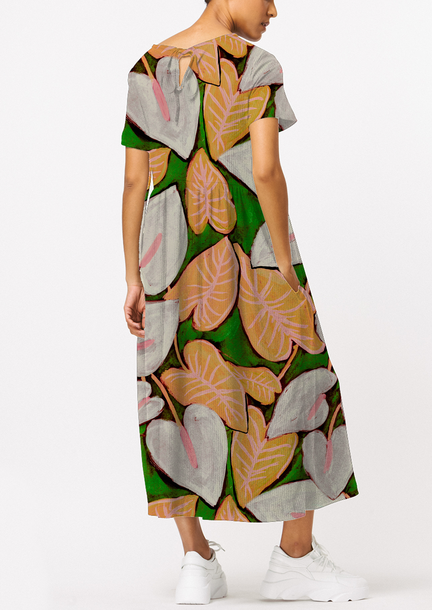 0893D- Soft Hand Painted Anthurium & Leaves