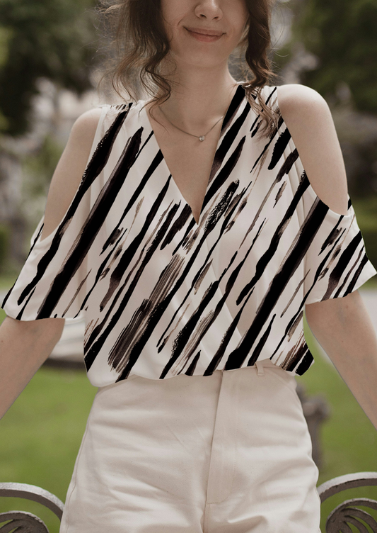 0893F- Black and Off White Diagonal Stripes