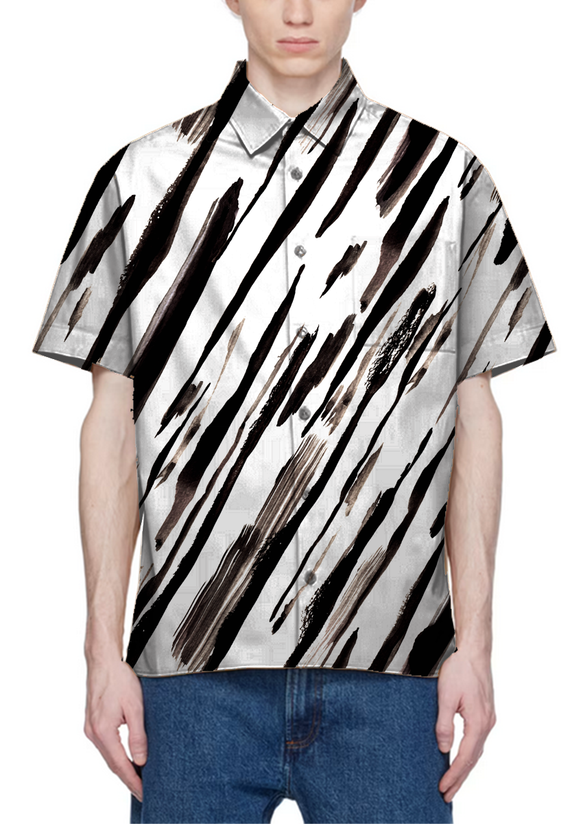 0893F- Black and Off White Diagonal Stripes