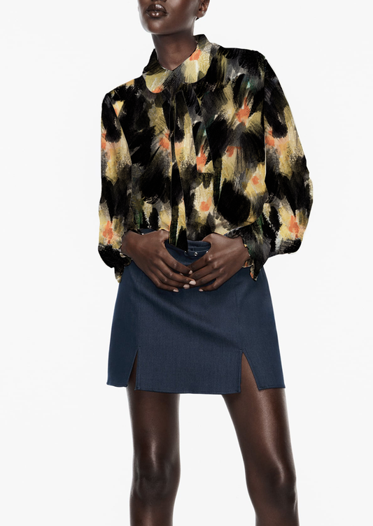 0894B- Dark Brushstroke Abstract Petals