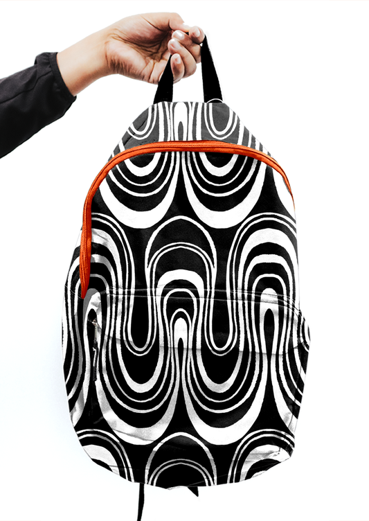 0894C- Black and White Optical Wavy Stripes