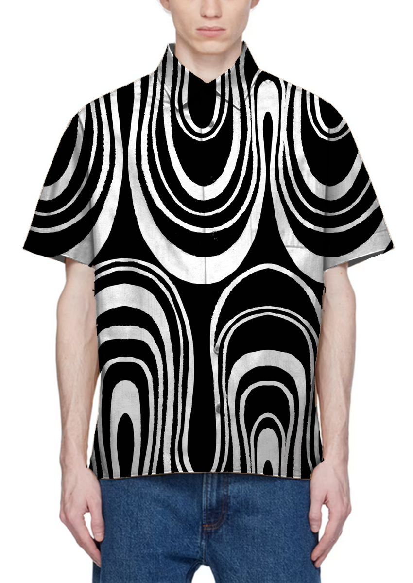 0894C- Black and White Optical Wavy Stripes