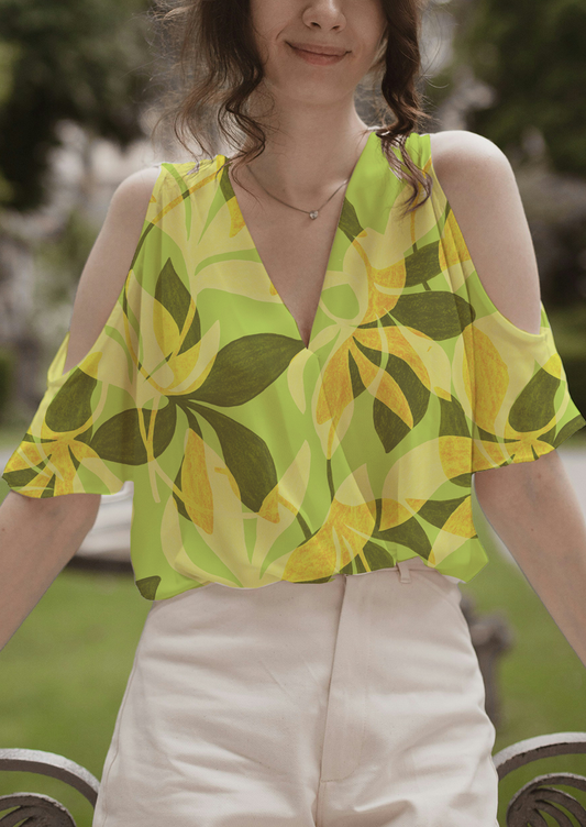 0895D- Large Green and Yellow Textured Foliage