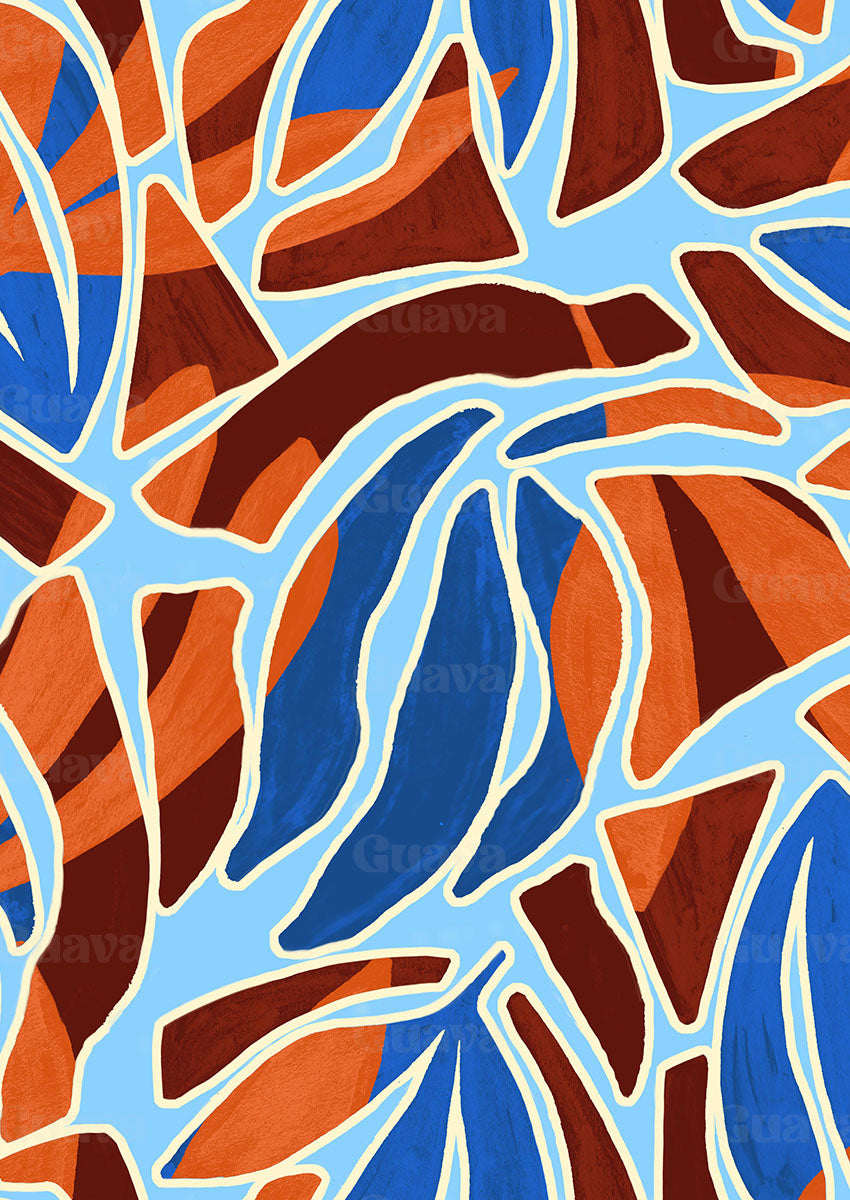 0896E- Blue, Orange and Brown Foliage